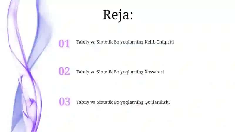 Tabiiy va Sintetik Bo'yoqlar 2