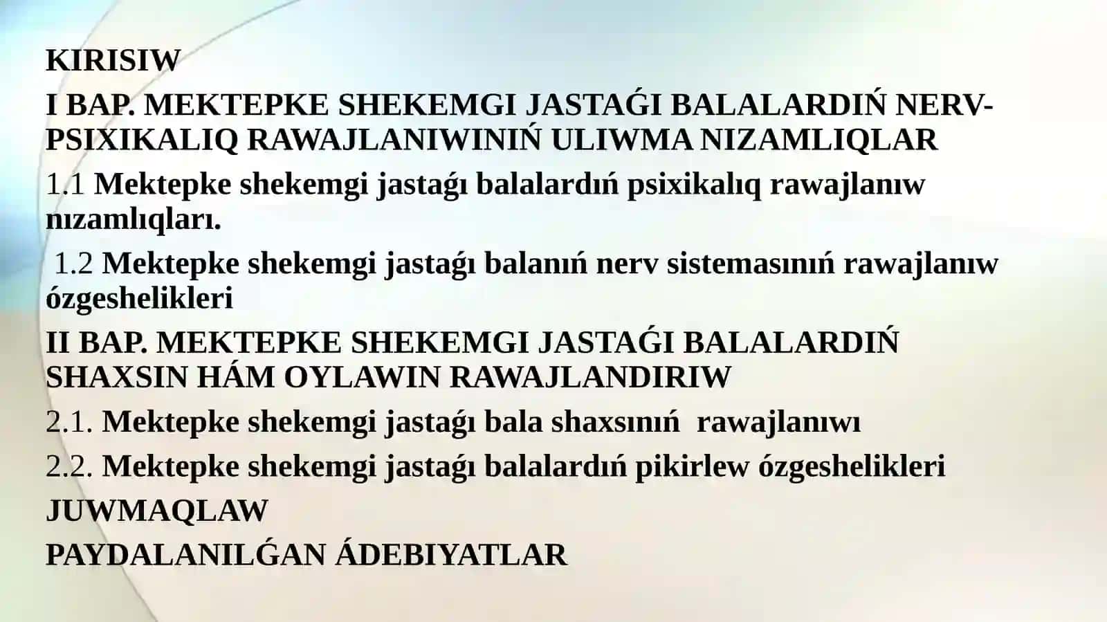 Falsafa: Psixikalıq Rawajlanıw 2