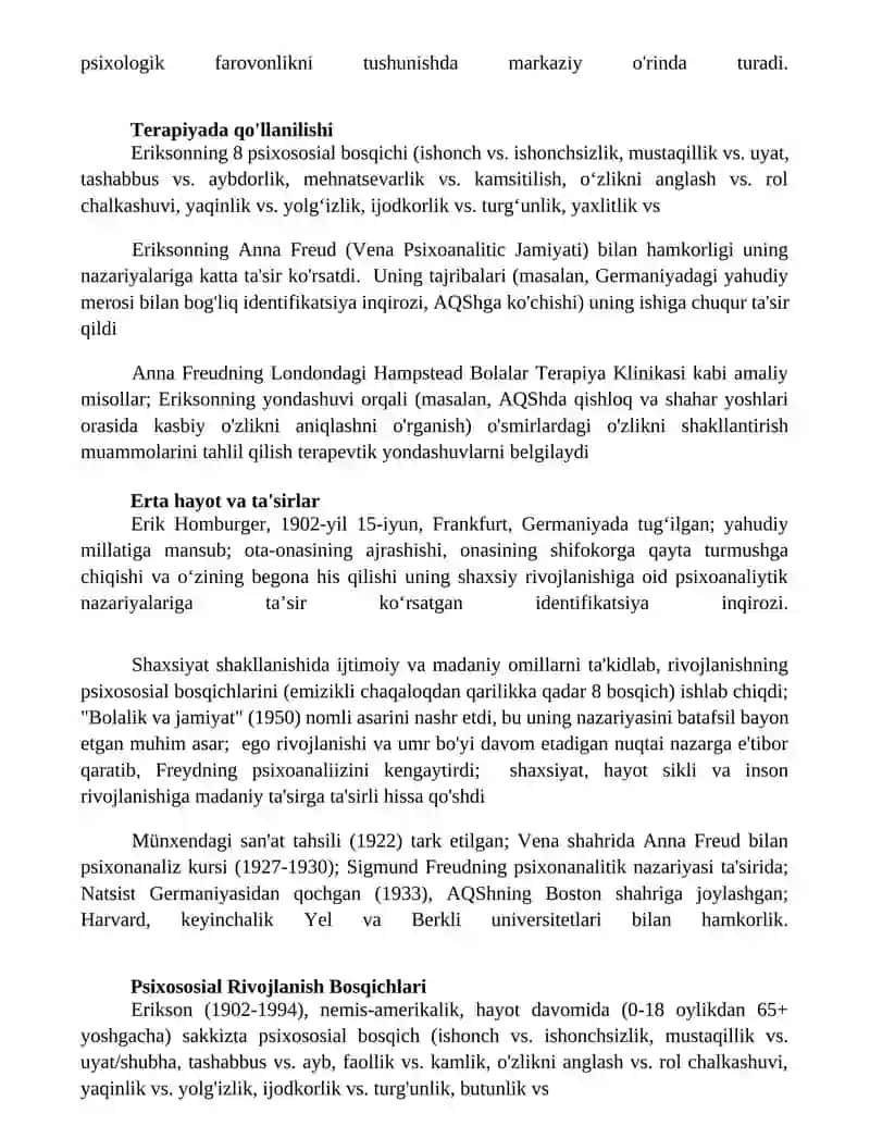 Erik Eriksonning hayoti va ijodi 2