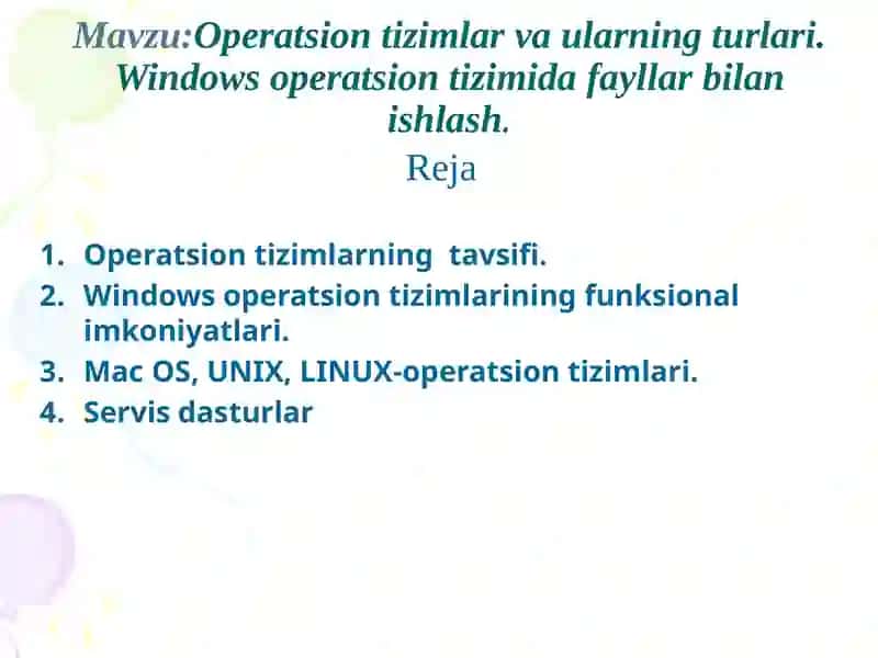 Operatsion tizimlar va ularning turlari 2