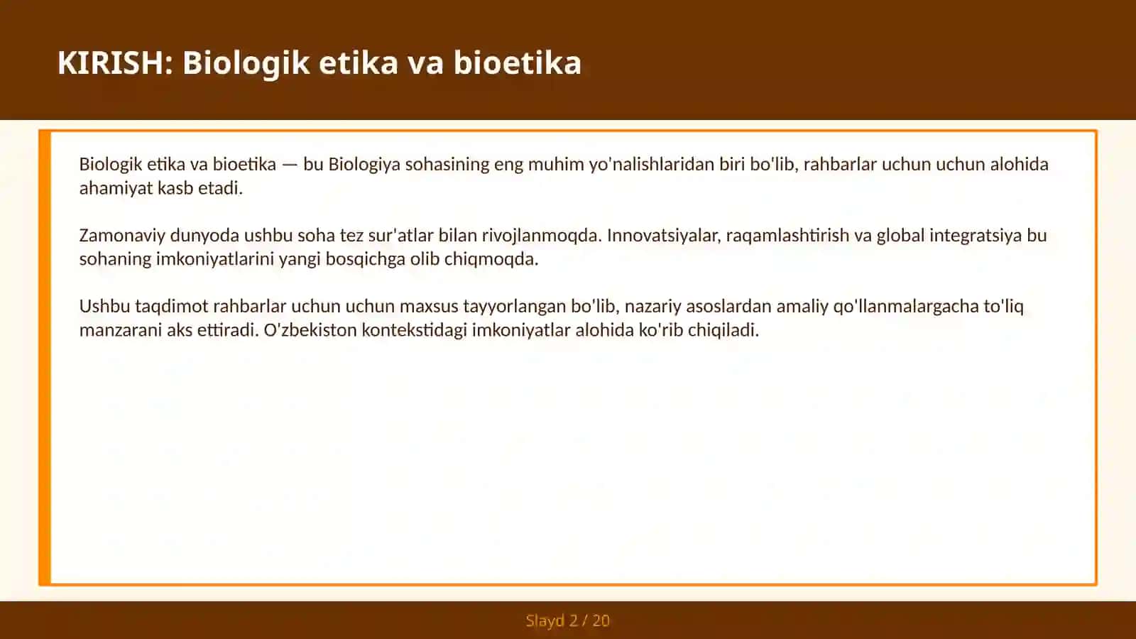 BIOLOGIK ETIKA VA BIOETIKA 2