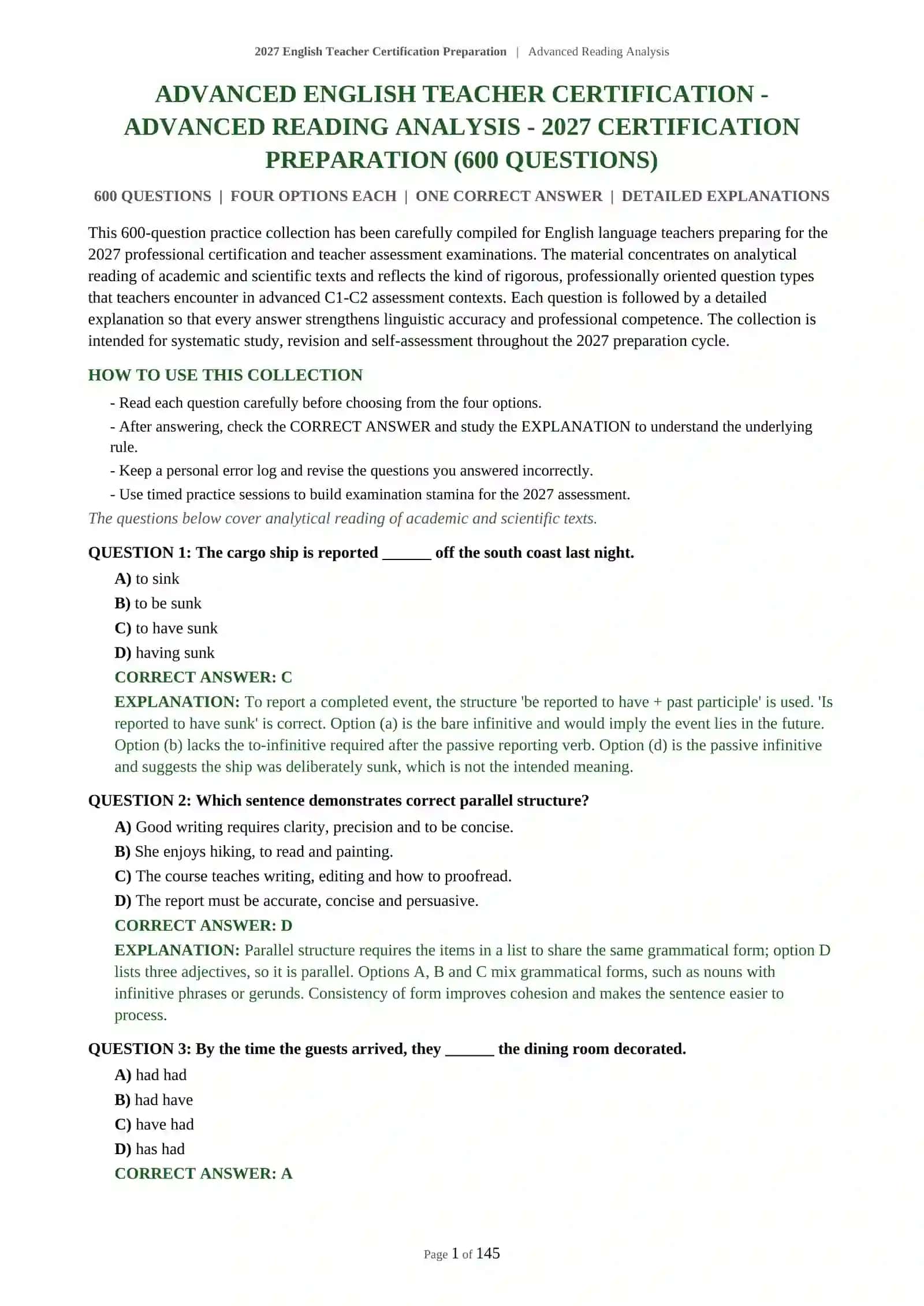 Advanced English Teacher Certification Preparation | Advanced Reading Analysis 2