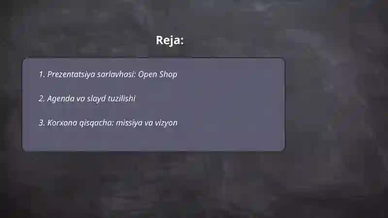 Open Shop haqida prezentatsiya 2