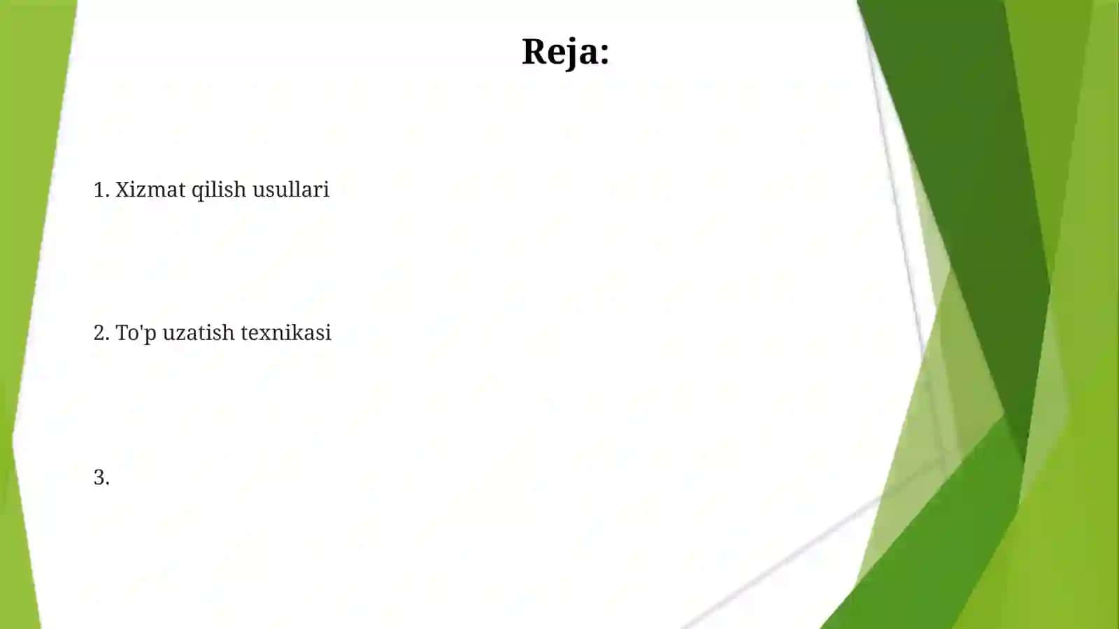 Voleybol sport o'yinining texnikasi 2