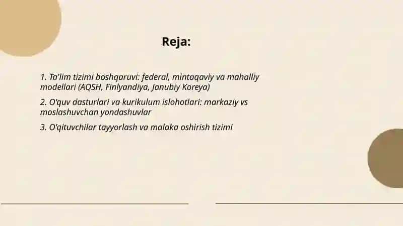 Rivojlangan davlatlar ta'lim tizimi (AQSH, Finlandiya Janubiy Koreya)misolida o'rganish ta'limni tizimi taraqqiyotining asosiy yo'nalishlari va o'ziga xos xususiyatlari 2