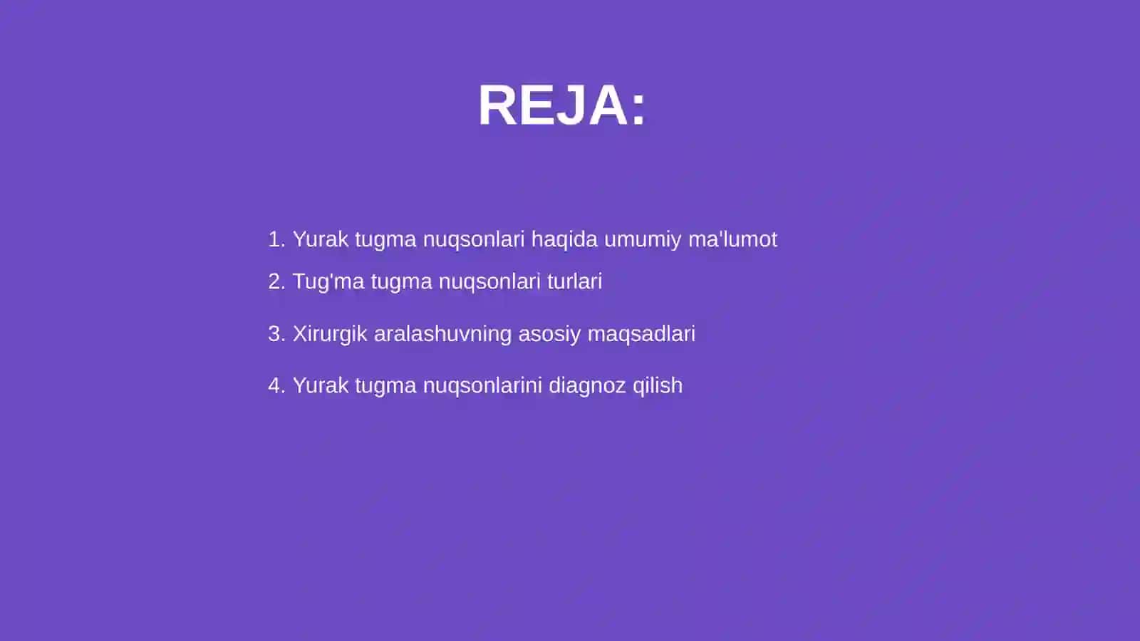 Yurakning tugma nuqsonlari xirurgiyasi 2