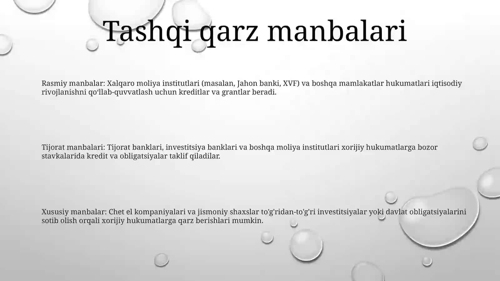 O‘Zbekiston Respublikasining Davlat Tashqi Qarzi, Uning Xususiyatlari 2