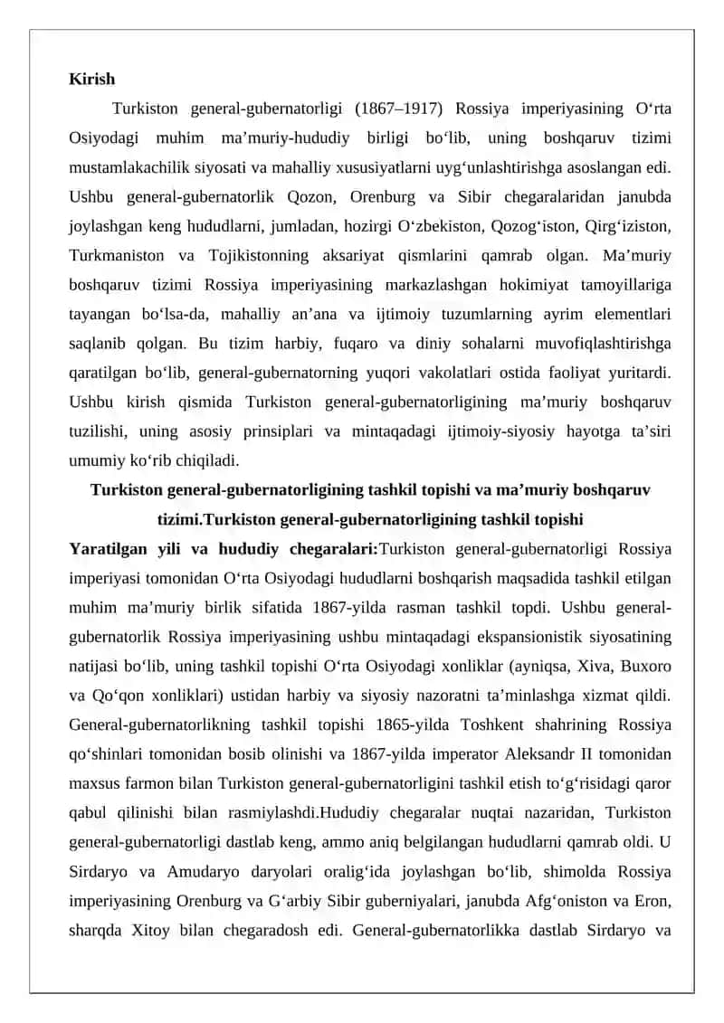 Turkiston general-gubernatorligida ma’muriy boshqaruv 2
