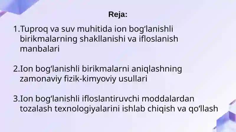 Ion bogʻlanishli birikmalarning ifloslanishi 2