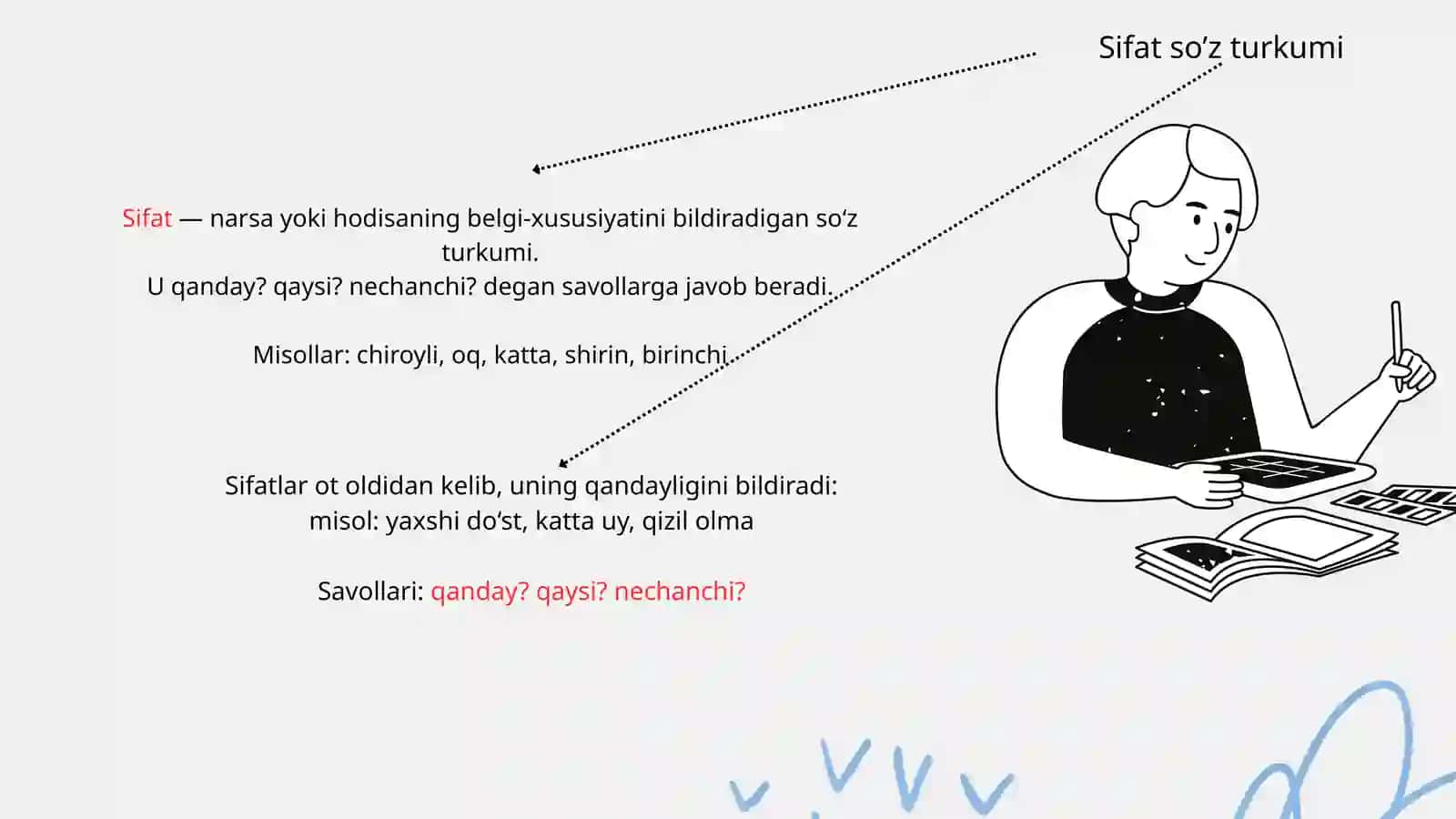 Sifat so’z turkumi sifatning ma’no turlari 2