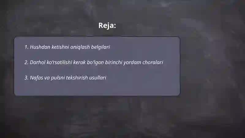 Hushdan ketganda birinchi yordam ko'rsatish 2