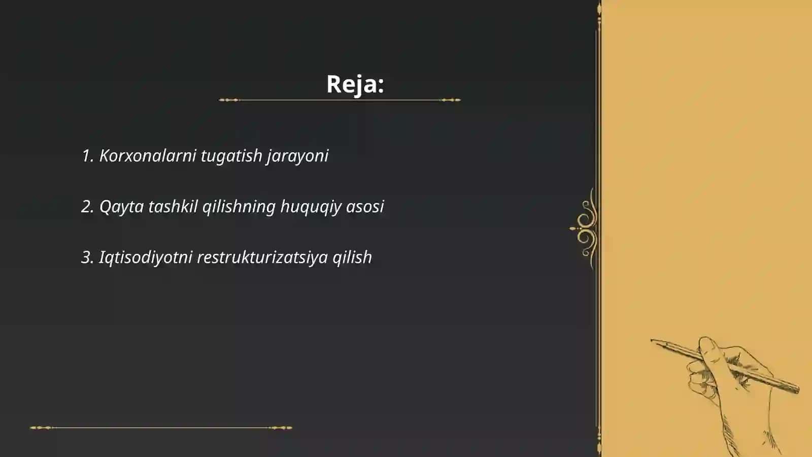 Korxonalarni tugatish jarayoni 2