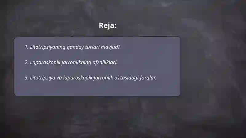 Litotripsiya laparaskopik jarrohlik 2