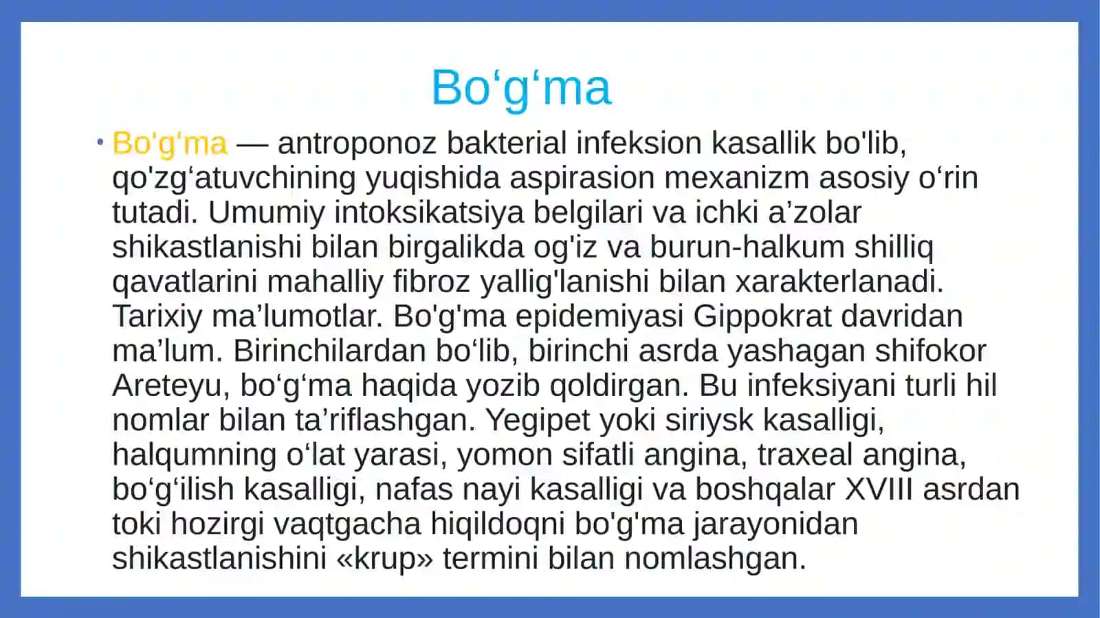 Havo tomchi kasaliklari Sil bo’g’ma ko’k yo’tal 2