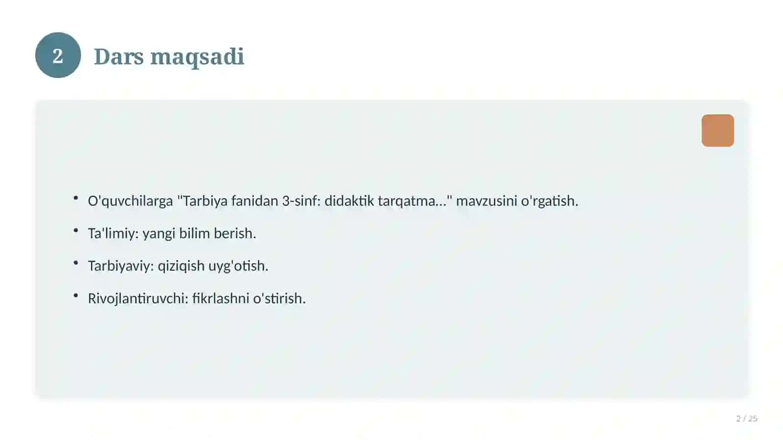 Tarbiya fanidan 3-sinf: didaktik tarqatma materiallar 2