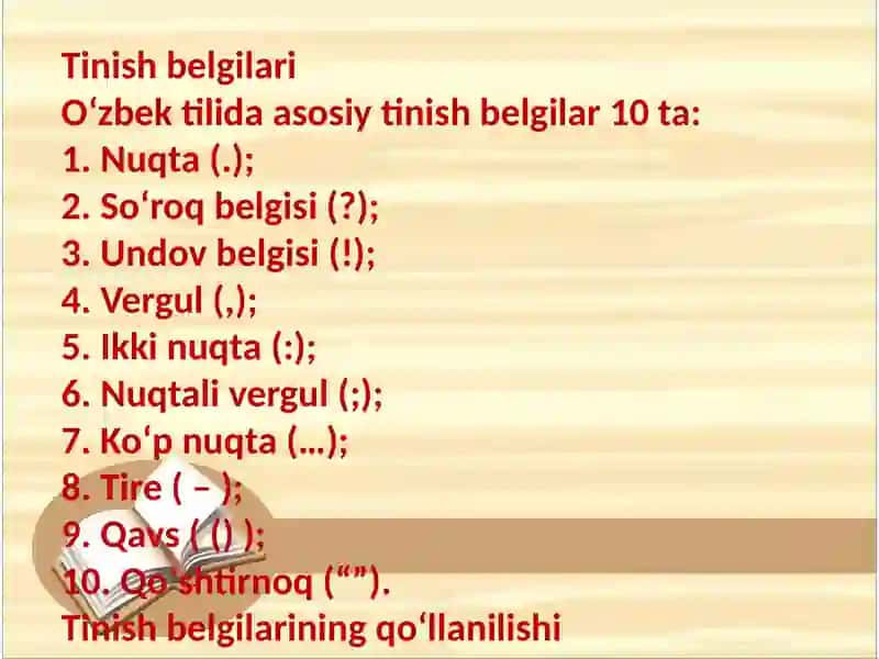 Tinish belgilari 2