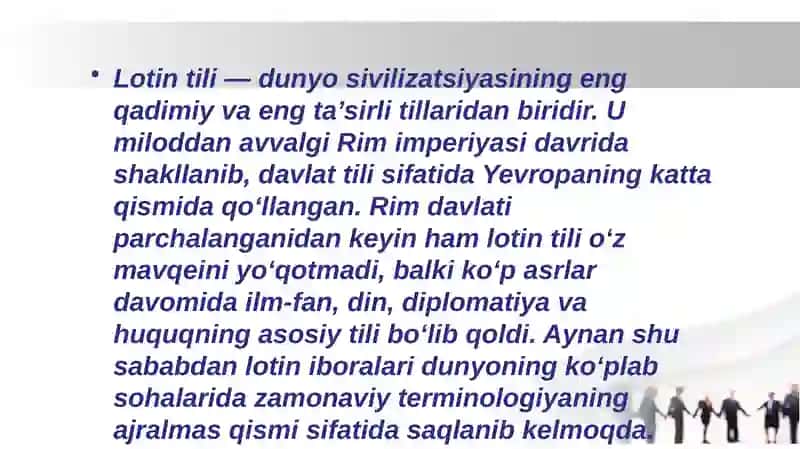 Lotin iboralarining barcha jabhalarda tutgan o’rni 2