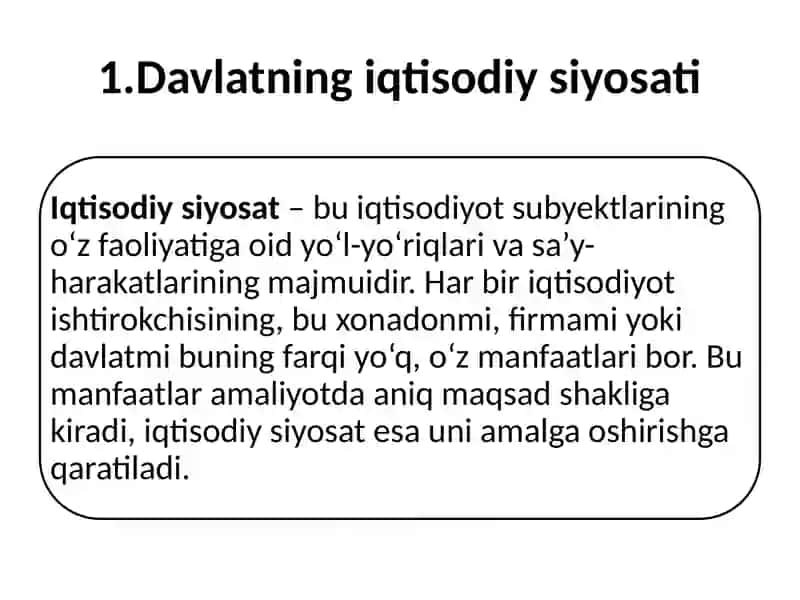 Yuksalish, rivojlanish va iqtisodiy siyosat 2