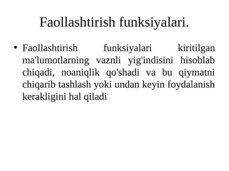 Faollashtirish funksiyalari 2