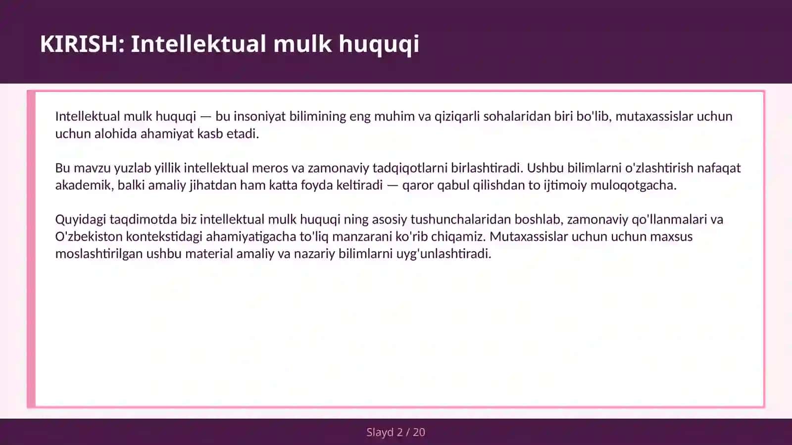 Intellektual Mulk Huquqi 2