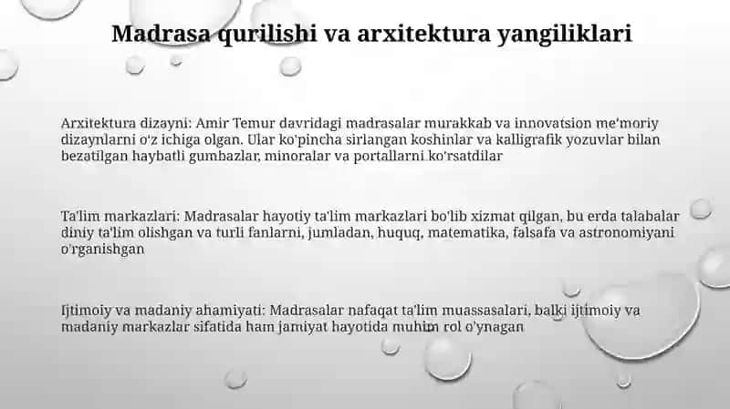 Amir Temur Va Temuriylar Davrida Maktab Va Madrasalar 2