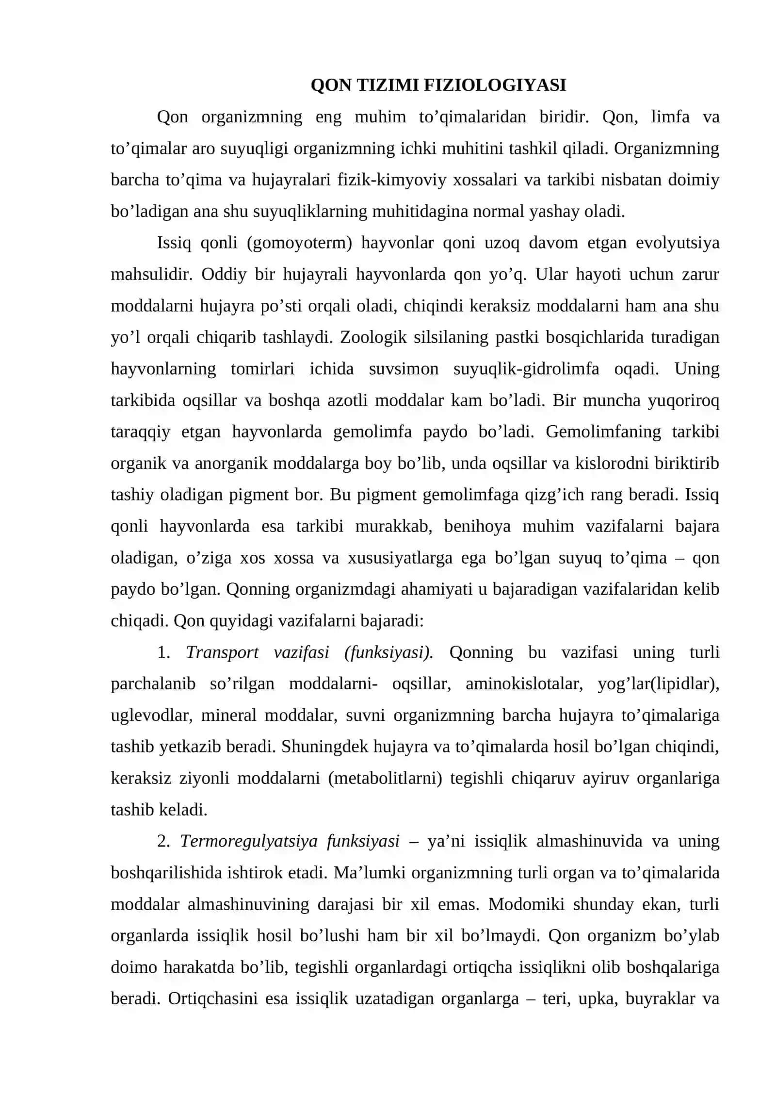 Qon tizimi fiziologiyasi 2