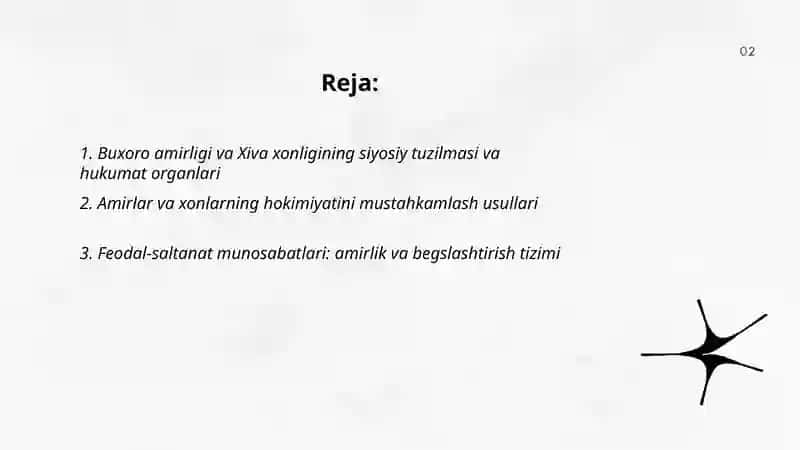 XIX ASR OXIRI VA XX ASR BOSHLARIDA BUXORO AMIRLIGI VA XIVA XONLIGIDA IJTIMOIY-IQTISODIY VA SIYOSIY HAYOT 2