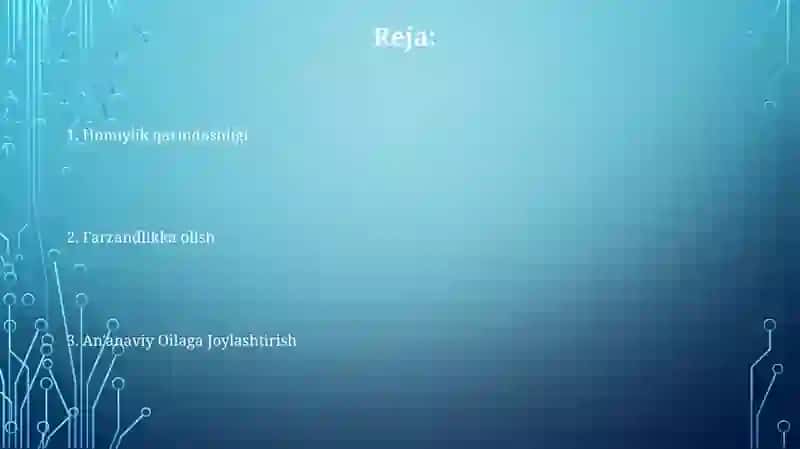 bolani oilaga joylashtirish shakllari 2