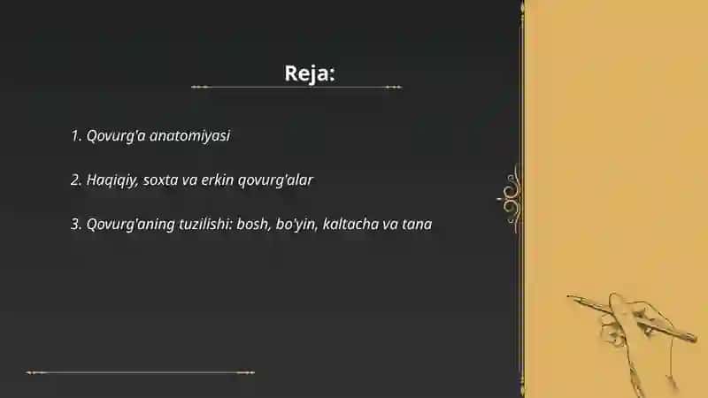 Qovurg'a anatomiyasi 2