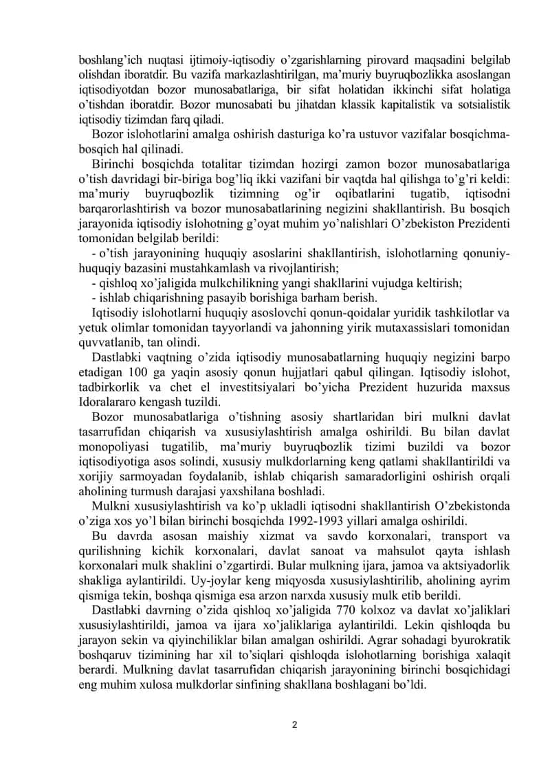 Bozor Munosabatlarining Shakllanishi 2