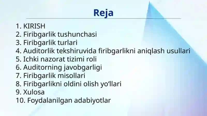 Auditorlik tekshiruvida firibgarlikni aniqlash 2