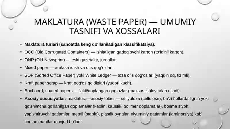 Maklatura asosida olinadigan olinadigan materiallar. 2