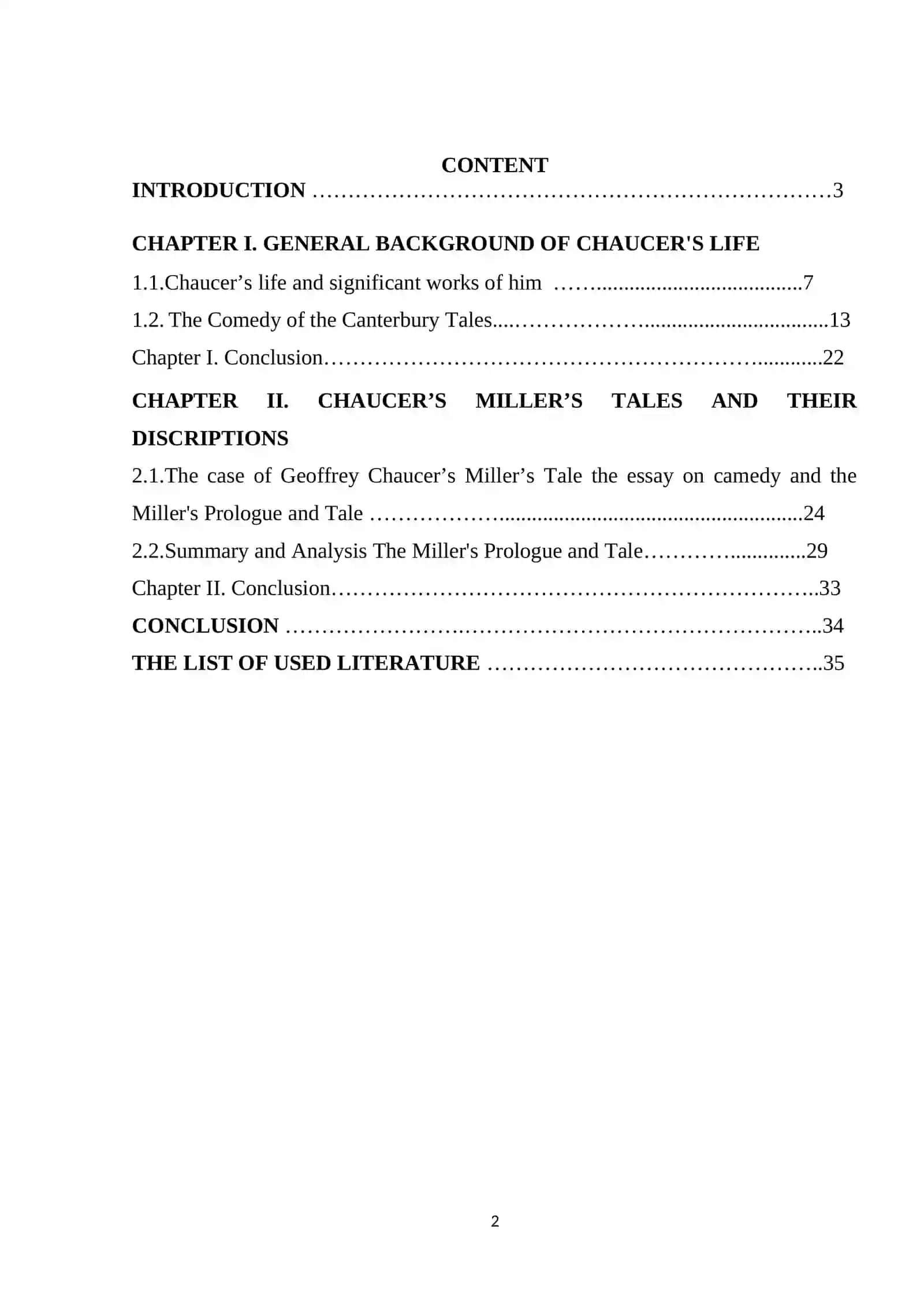 A SYSTEMATIC STUDY OF CHAUCER'S MILLER'S TALE 2