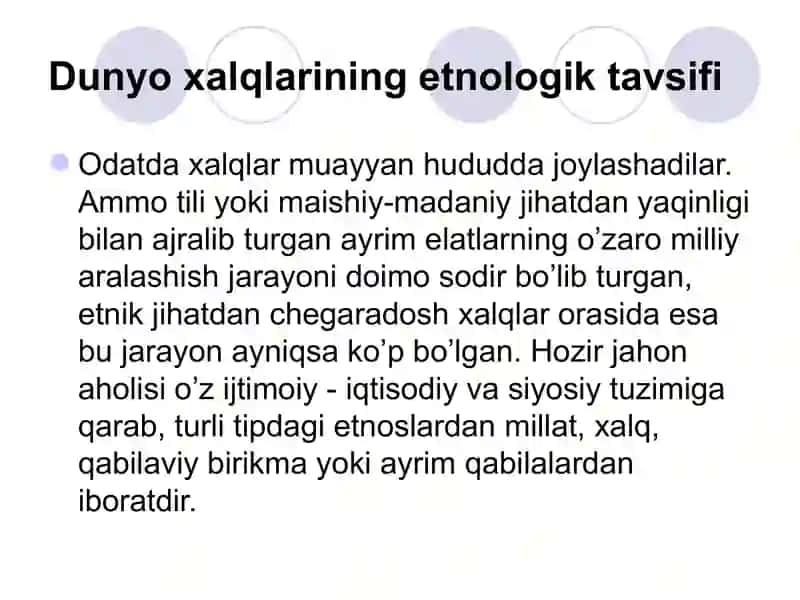 Dunyo xalqlarining etnologik tavsifi 2