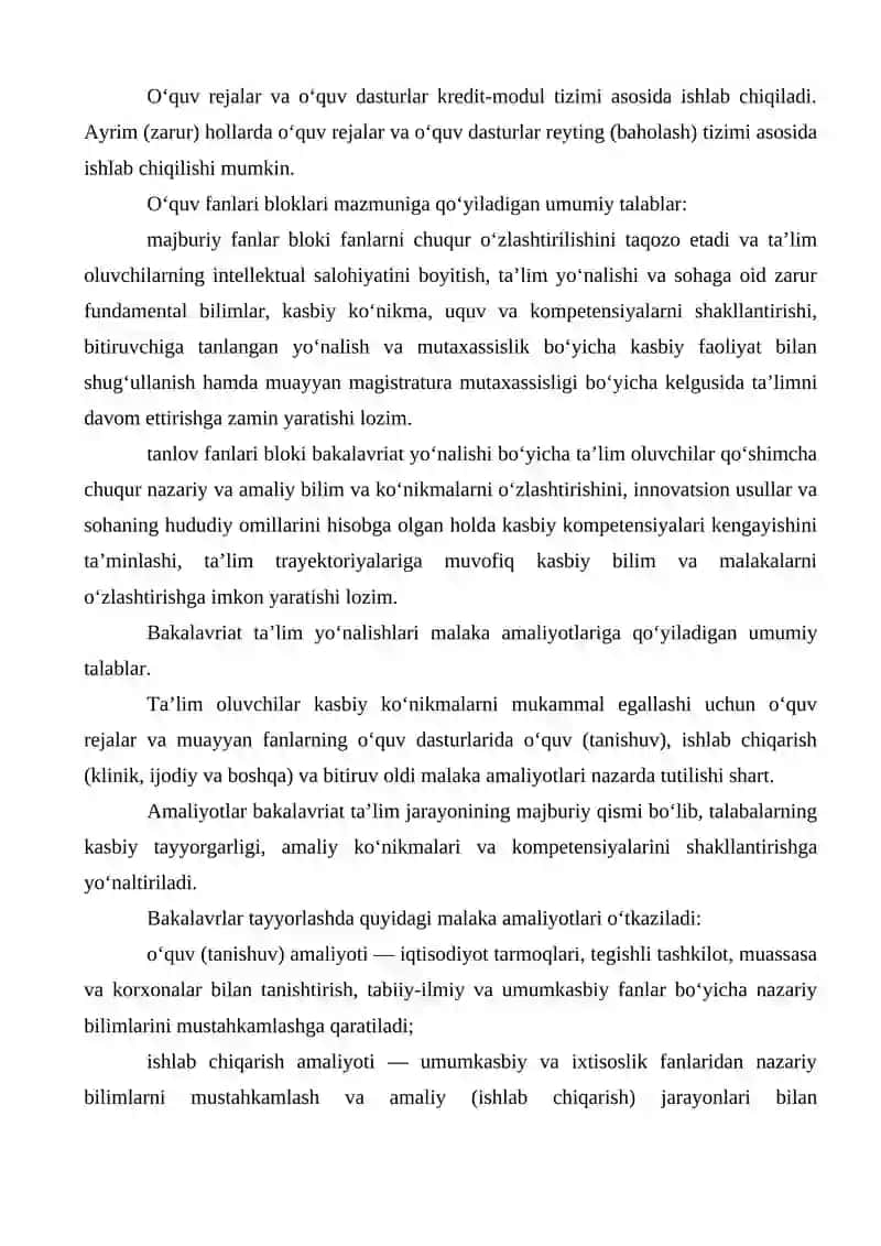 ta’lim yo’nalishi bakalavrlarining malaka tavsifi 2
