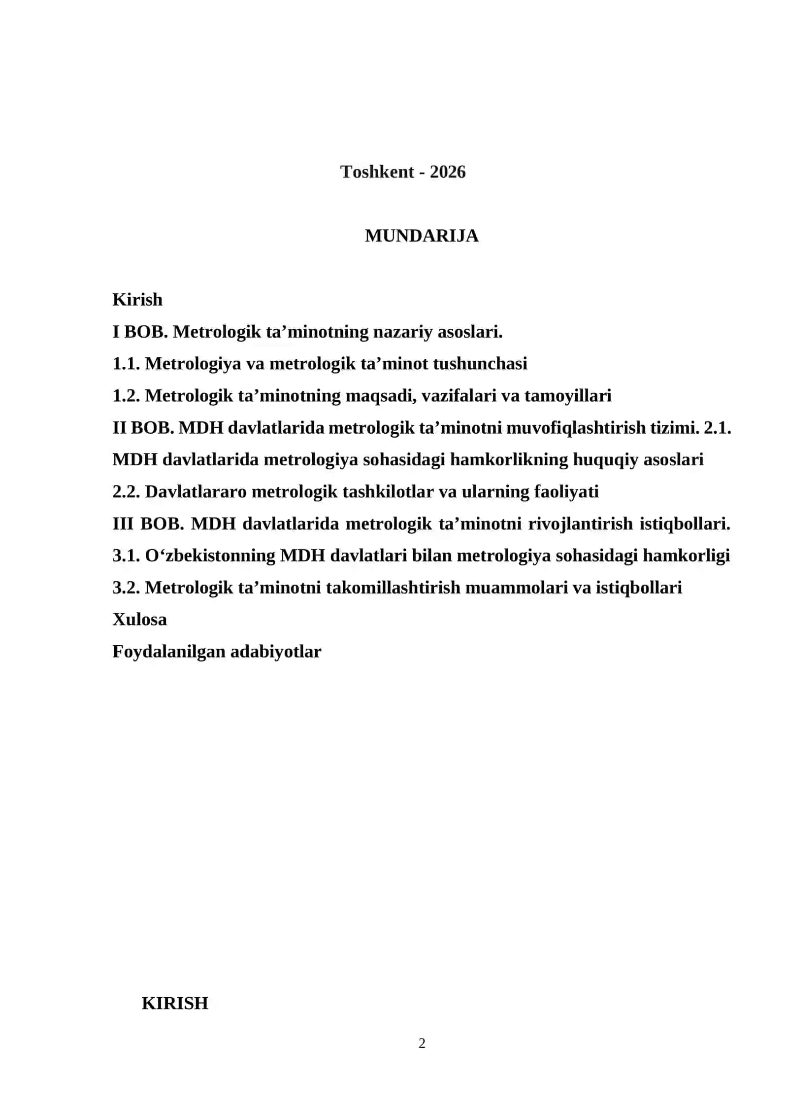 MDH davlatlarida metrologik taʼminotni muvofiqlashtirish 2