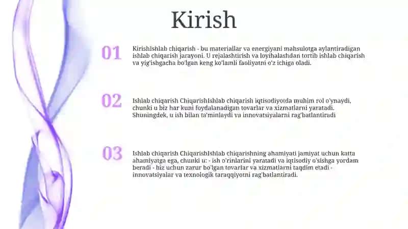 Ishlab Chiqarish 2