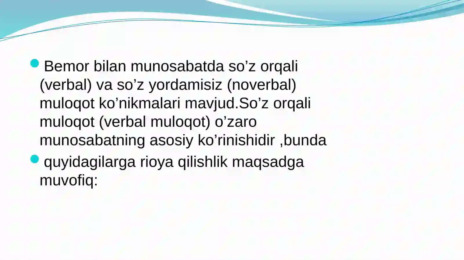Patsient bilan verbal va noverbal muloqot koʻnikmalari 2