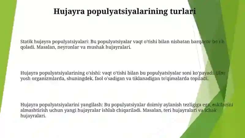 Hujayra Populyatsiyasining Turlari 2