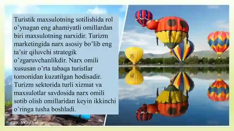 Turistik maxsulot narxiga ta’sir etuvchi omillar 2