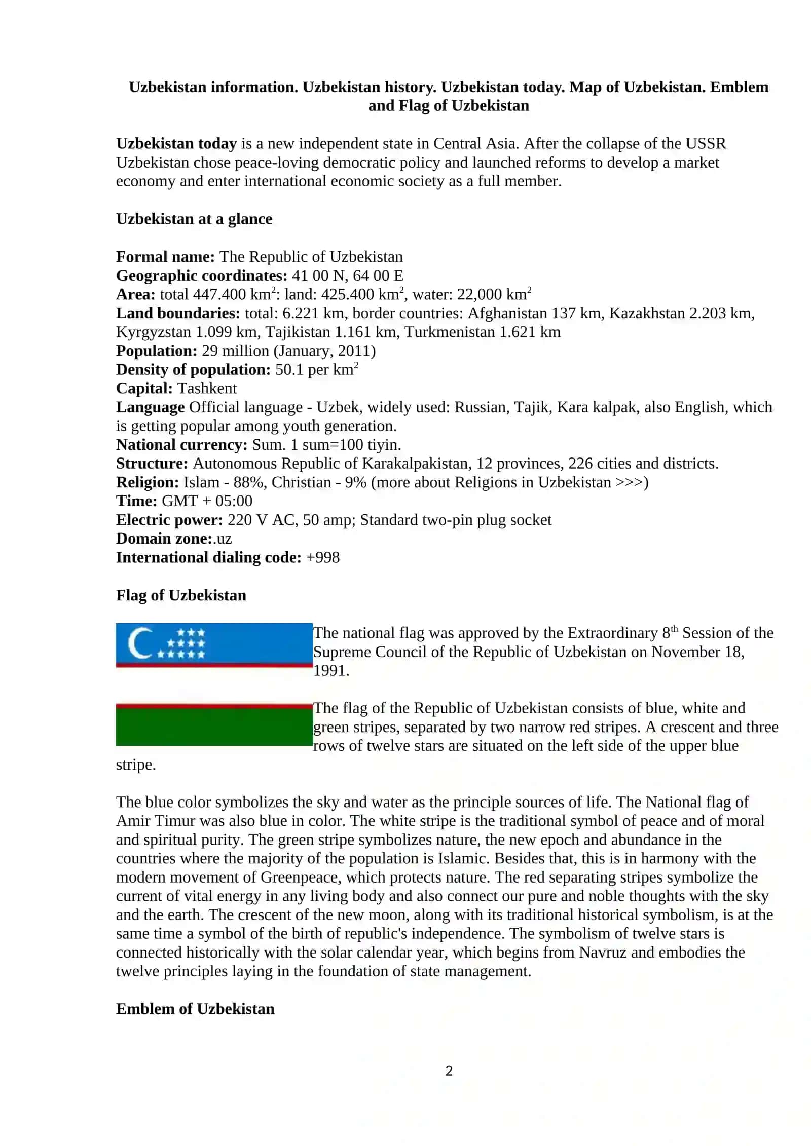 Uzbekistan information 2