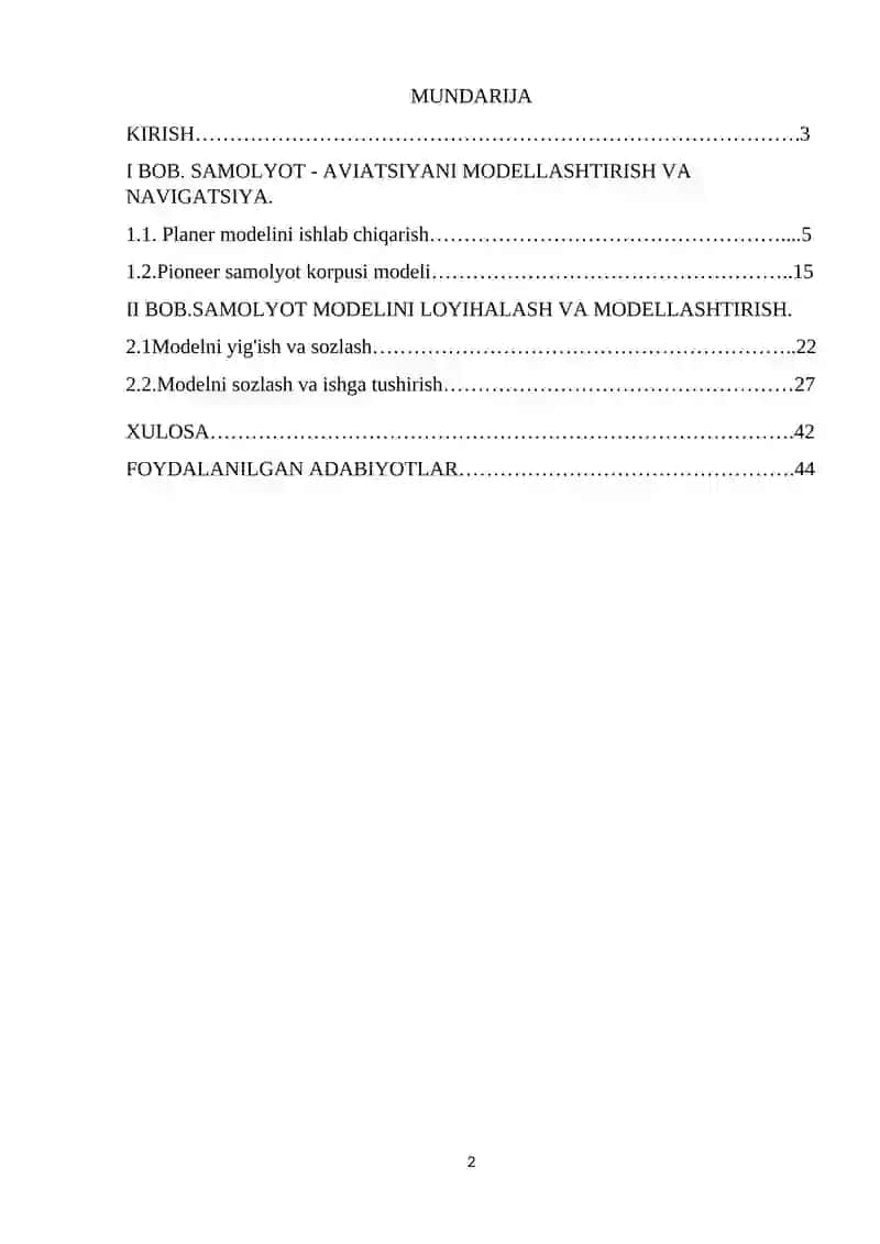 SAMOLYOT MODELINI LOYIHALASH VA MODELLASHTIRISH 2