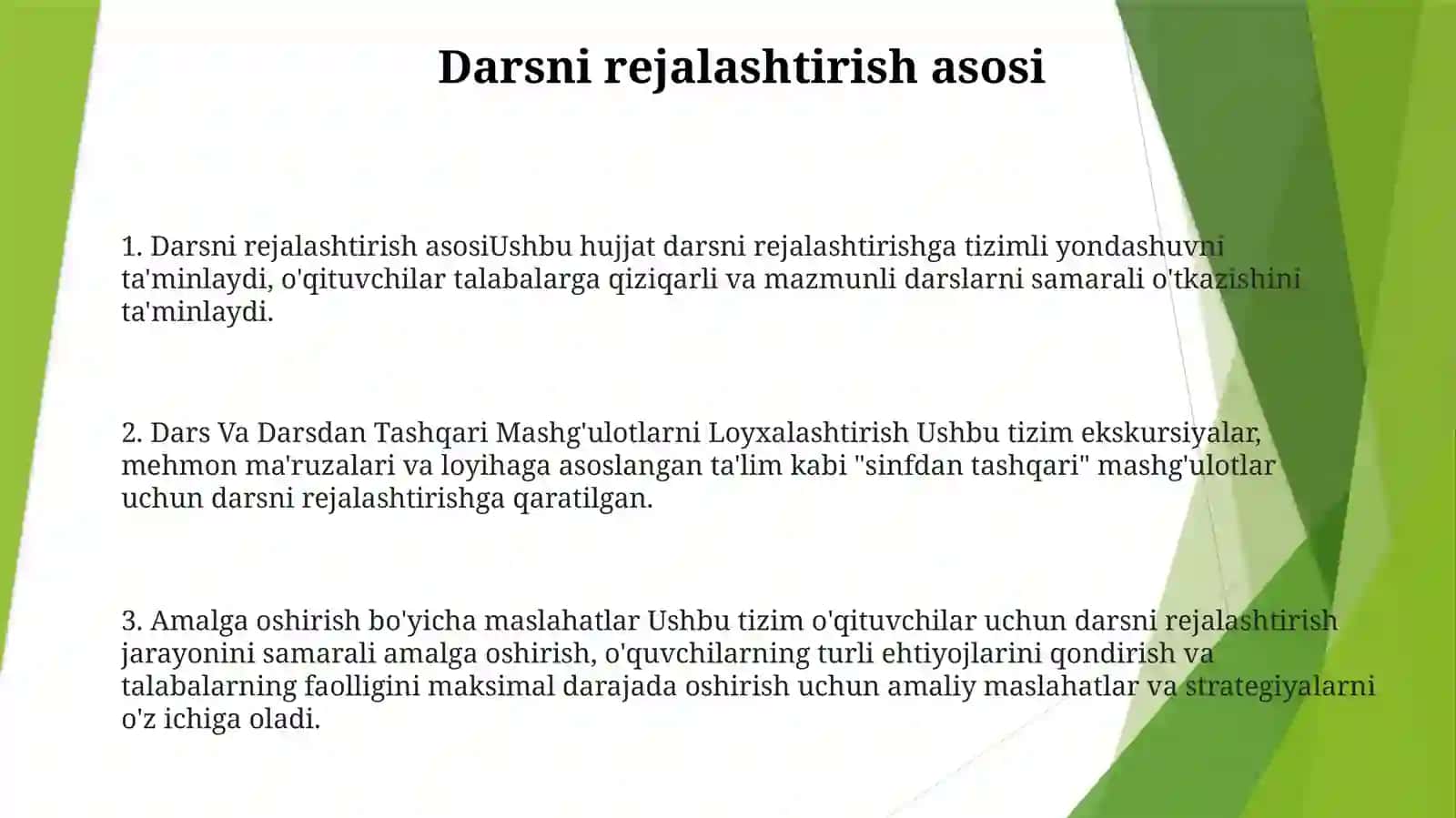 Dars Va Darsdan Tashqari Mashgulotlarni Loyxalashtirish 2