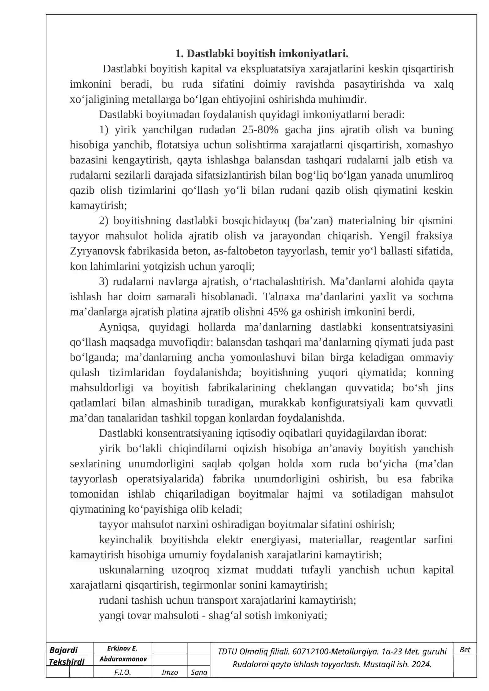Rangli metallar rudalarini dastlabki boyitish 2