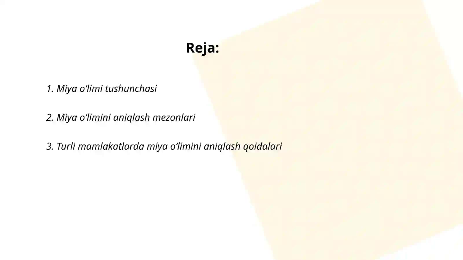 "Miya o'limi tushunchasi" 2