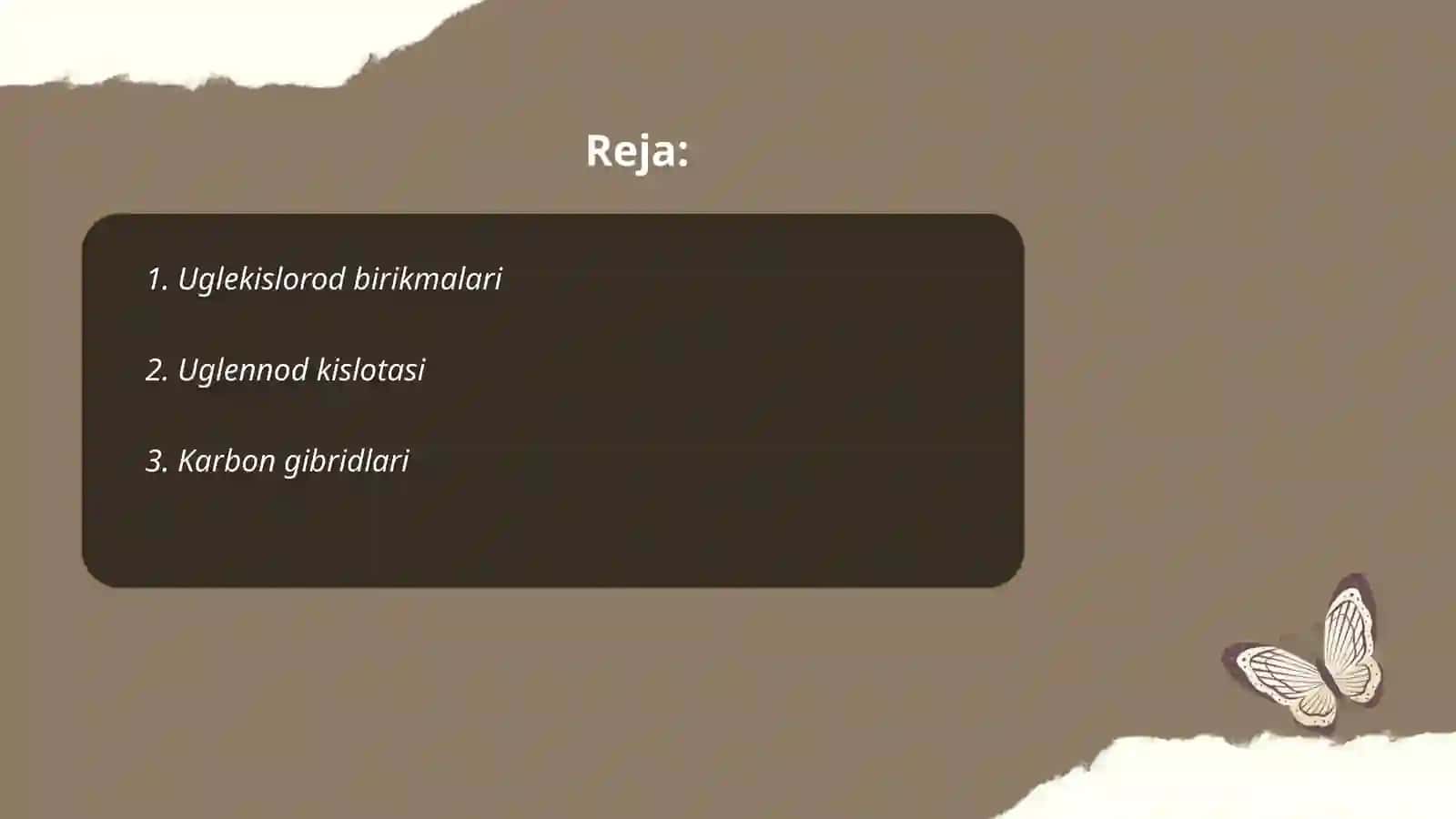 Uglekislorod birikmalari (C misolida) 2