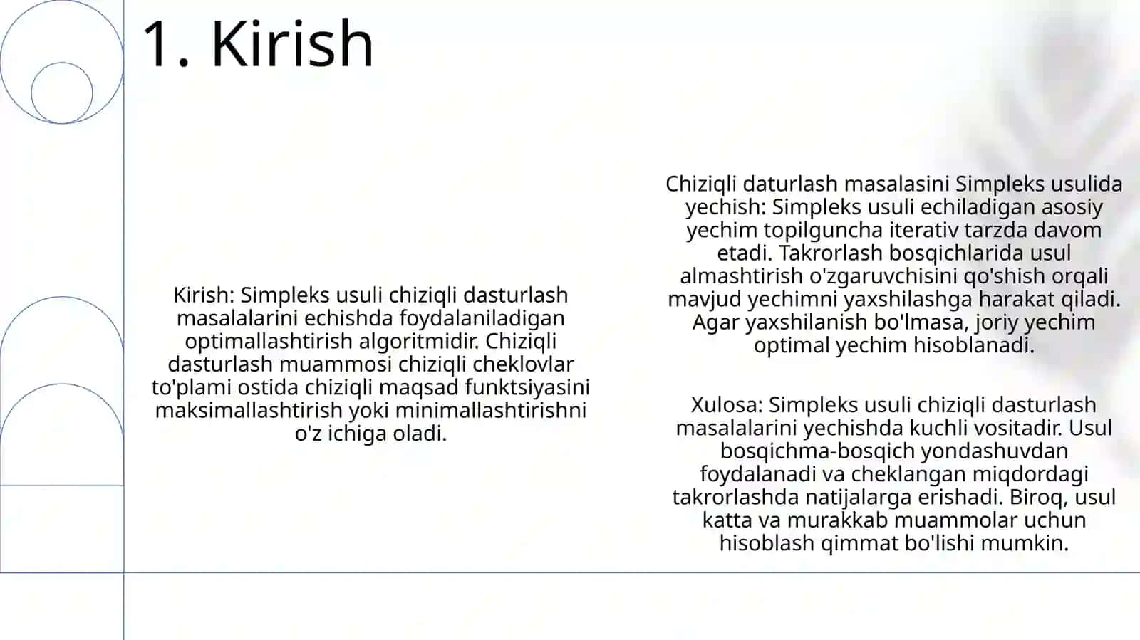 Chiziqli Dasturlash Masalasini Simpleks Usulda Yechish 2