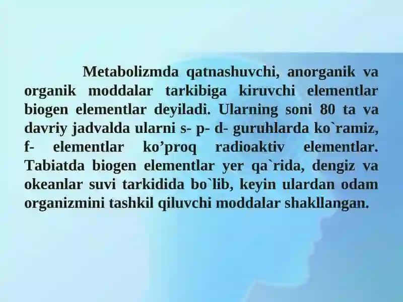 BIOGEN ELEMENTLAR VA ULARNI AHAMIYATI 2
