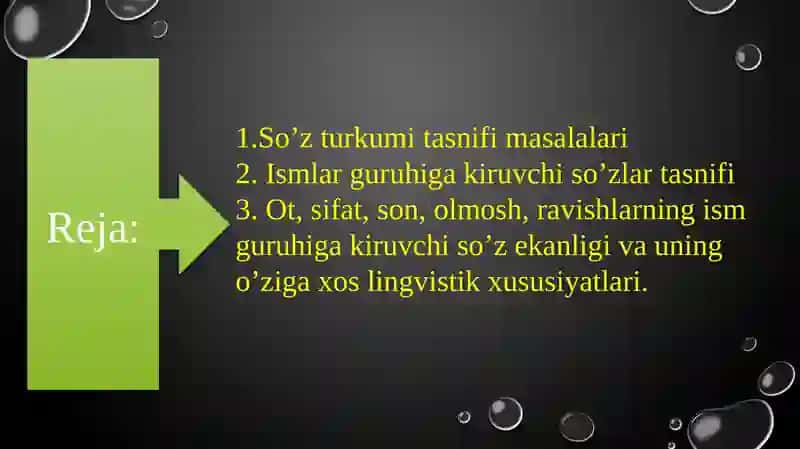 Ismlar guruhiga kiruvchi so’zlar 2