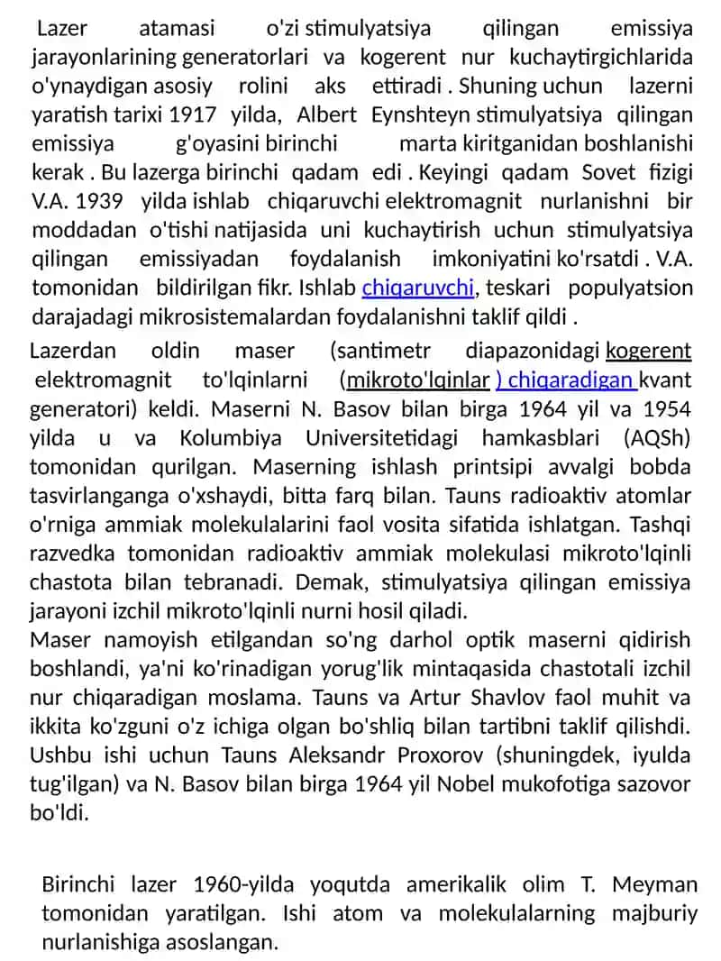 Lazernurlar va ularning tibbiyotda qo'llanilishi 2